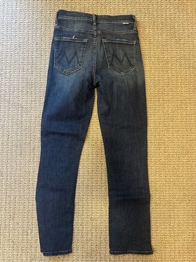 MOTHER Straight Leg Jeans in Dark Blue Denim
